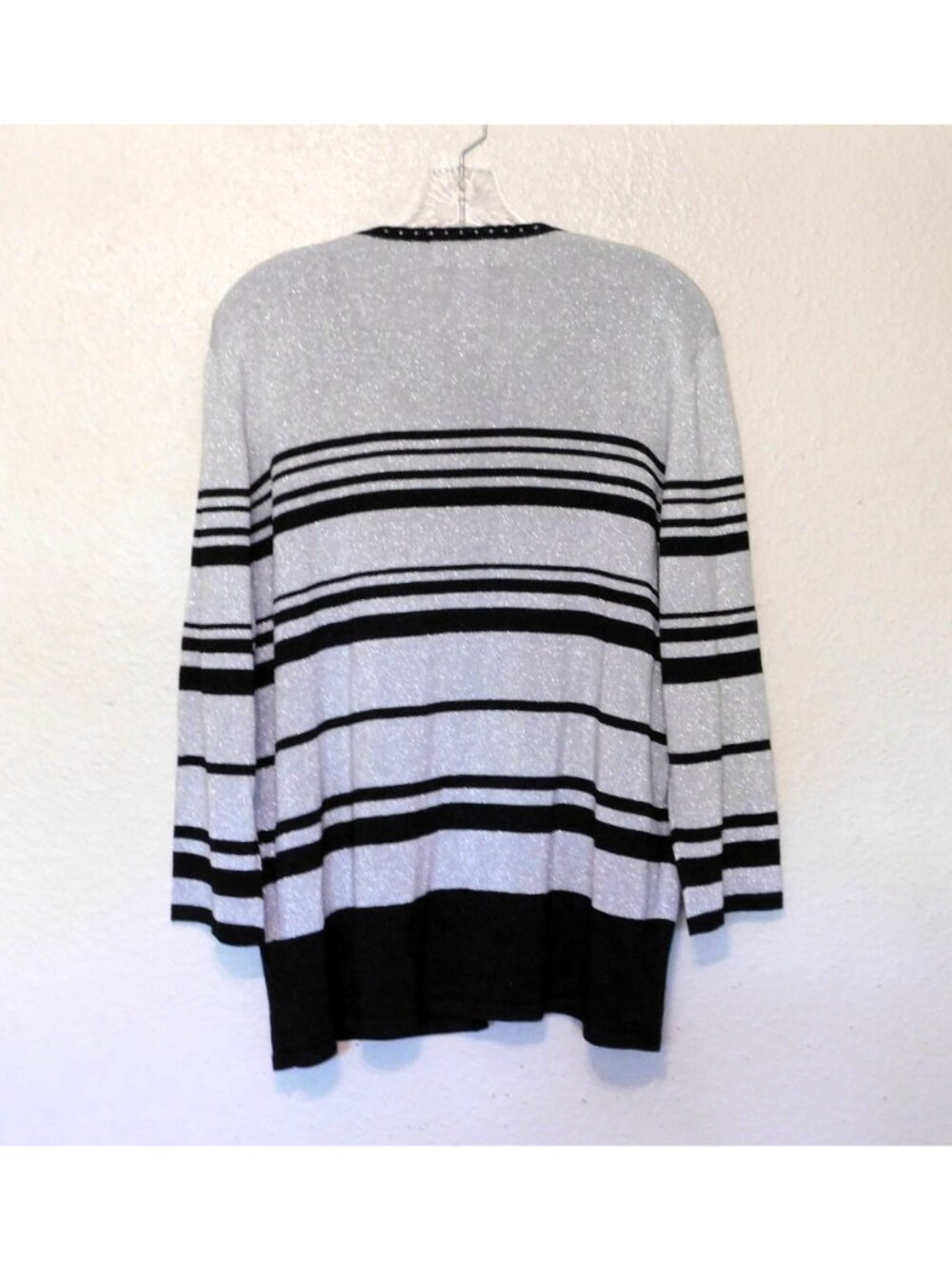 Alfred Dunner Striped Metallic Jacket Attached Shell XL Black Silver Long Sleeve - Picture 5 of 7